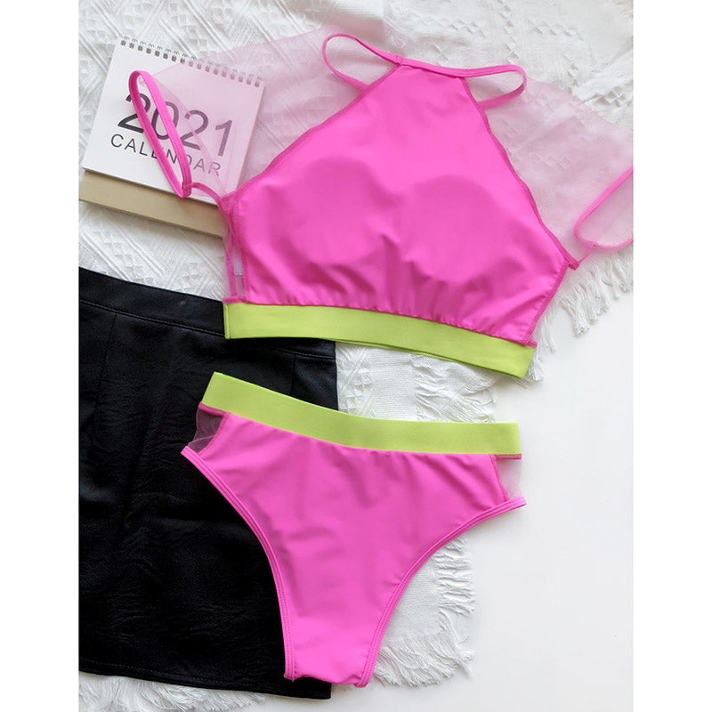 Hoher Taillen-reizvoller Bikini-Patchwork Frauen-Badeazug